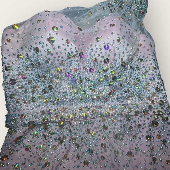 Tony Bowls Le Gala Style Gown Pink Prom Pageant Formal Dress Gems Shiny Fairy 2 - Picture 16 of 16